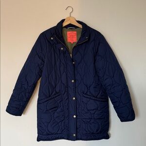 J. Crew Navy Quilted Cocoon Puffer Coat